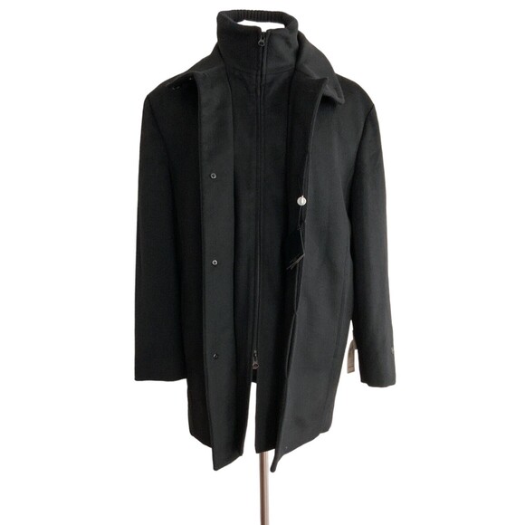 J. Ferrar Jacket Men Size M Black Long Sleeve Wool Blend Button Front - Picture 16 of 16